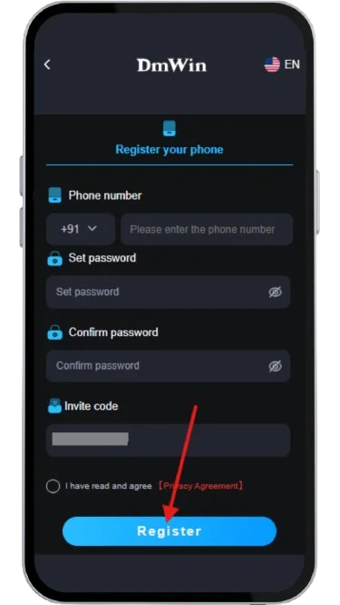 Tap Register to complete your registration process